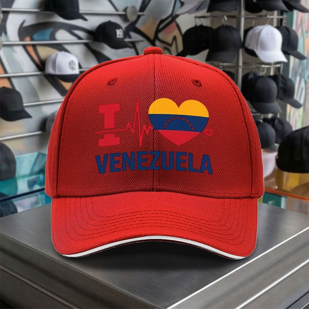 I Love Venezuela Heartbeat Graphic Baseball Cap Adjustable Polyester Casual Hat