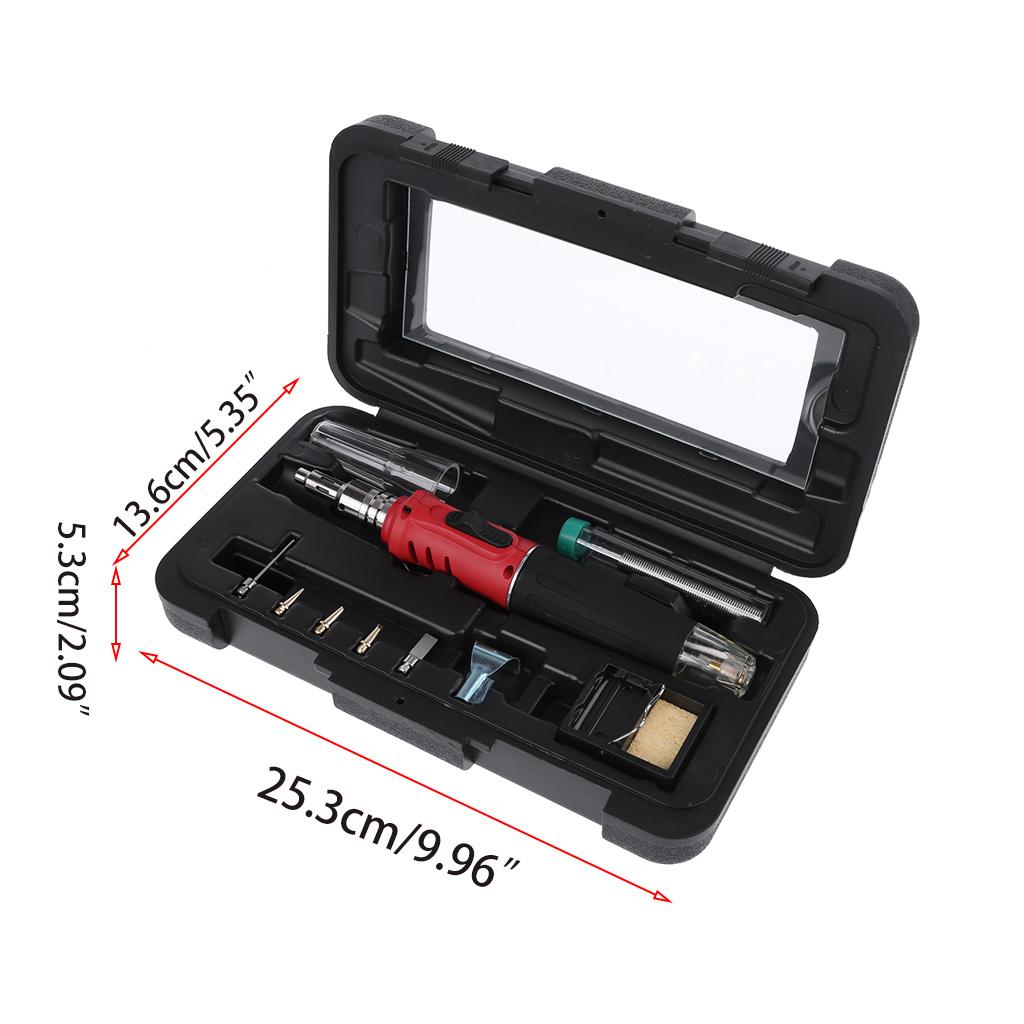 10-In-1 Gas Soldering Iron Case Set Multifunction HS-1115K Butane Lighter Spray Gun Set Welding Equipment 26ml Kit Torch