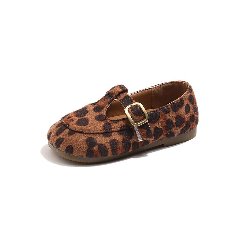 

Girl Princess Shoes Autumn Children Comfortable Anti Slip Flat Shoes Kids Anti-slippery Leopard Print Toddler Leather Shoes 24