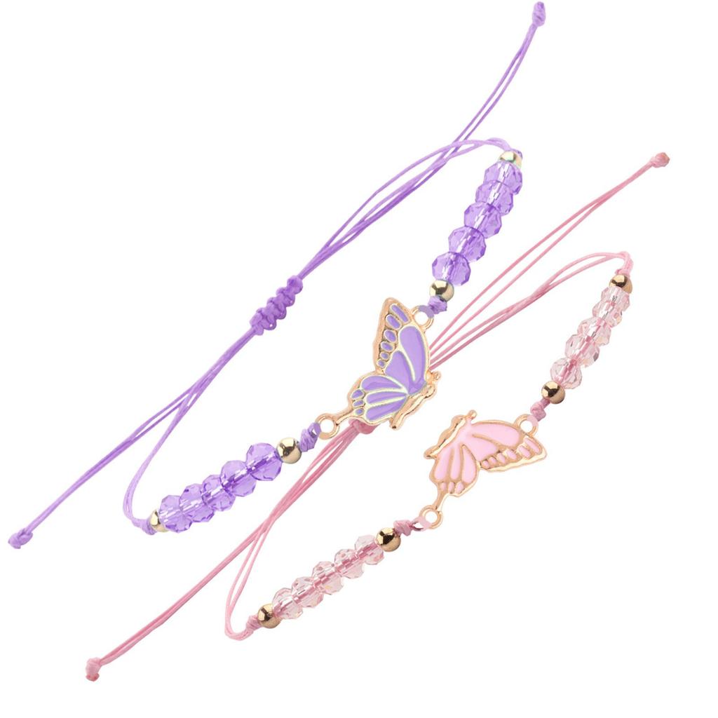 Couple Friendship Gift Set Flat Knot Weaving Adjustable Color Wax Rope Weaving Butterfly Bracelet