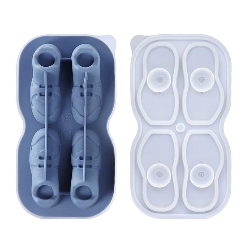 

1PCS Shoe Ice-Cube Mold 4 Cavity Shoe Shape Ice-Cube Molds Reusable Fun Shape Ice-Cube Tray Easy Silicone Ice Ball Maker Durable