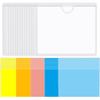 100 Pack Self Adhesive Index Card Pockets Sleeves, Library Card Pockets and 100 Sheets Colorful Index Cards, Top Loading Pockets, Clear Label Holders