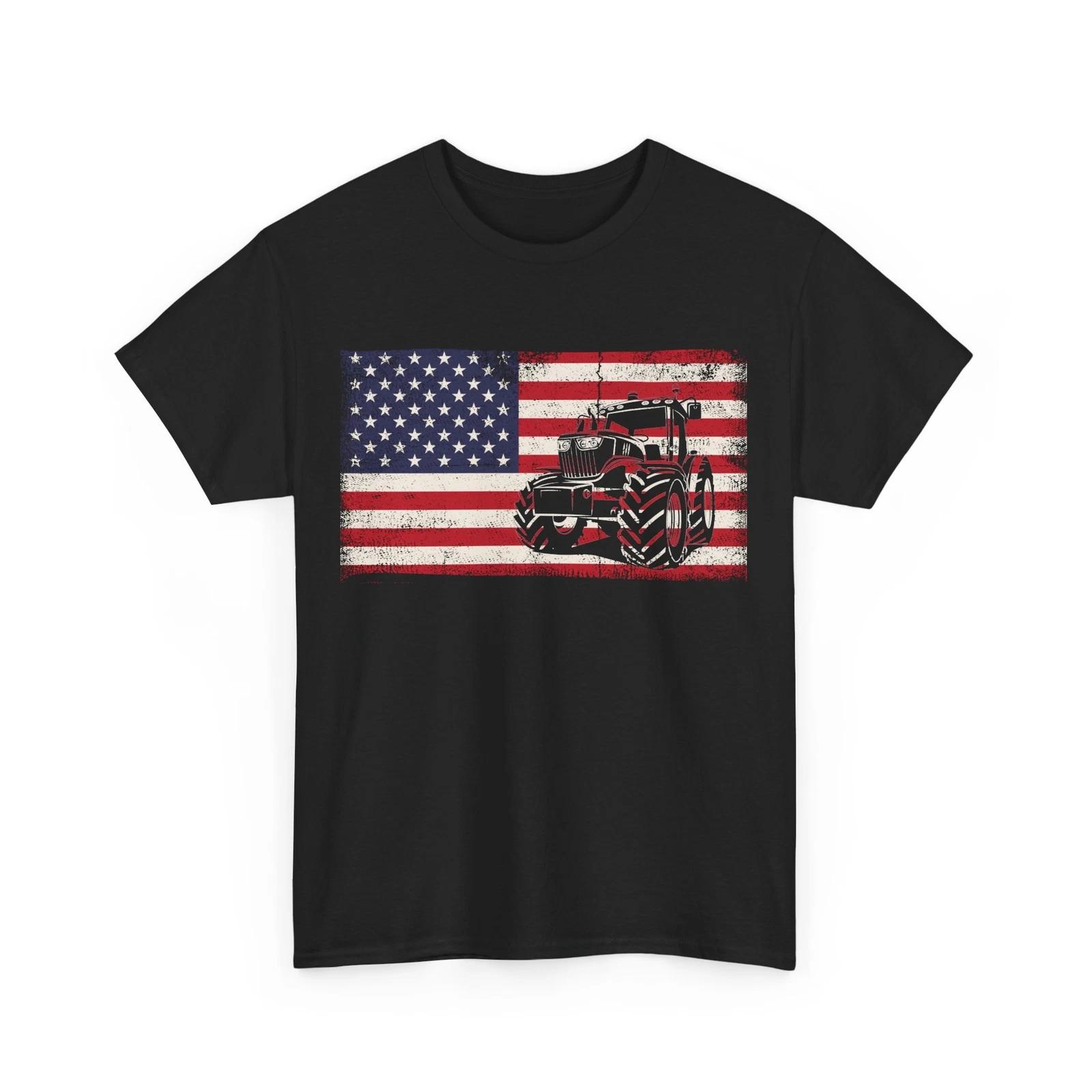 American Flag Tractor Shirt, Tractors Owner Farmer Tractor Driving Lovers Shirt 2XL