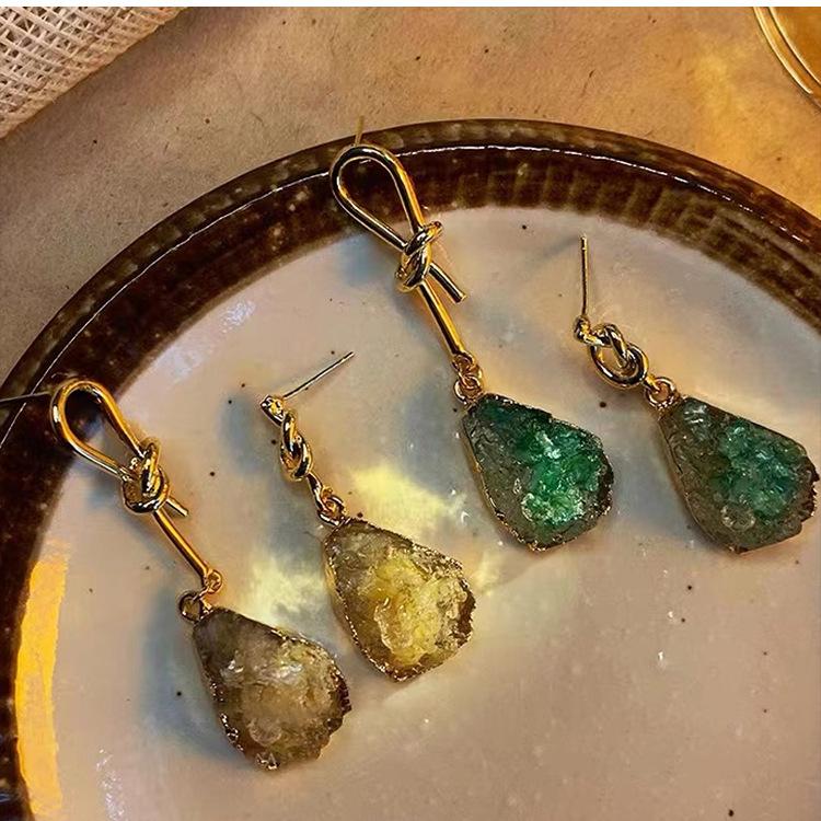 Trendy Earrings with Vintage and Fashionable Water Drop Shape and Zircon Gemstone