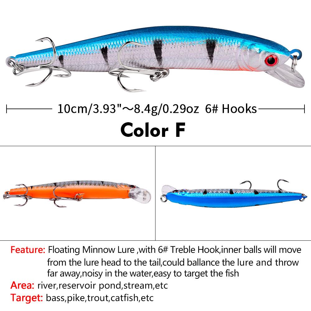 10СМ Бионическая плавающая минноу - 10 цветов, 8,5 г Пластиковая твердая приманка
