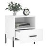 Table de chevet - Maison Exclusive - Blanc - Bois d'ingénierie & pieds métal - 1 tiroir et compartiment