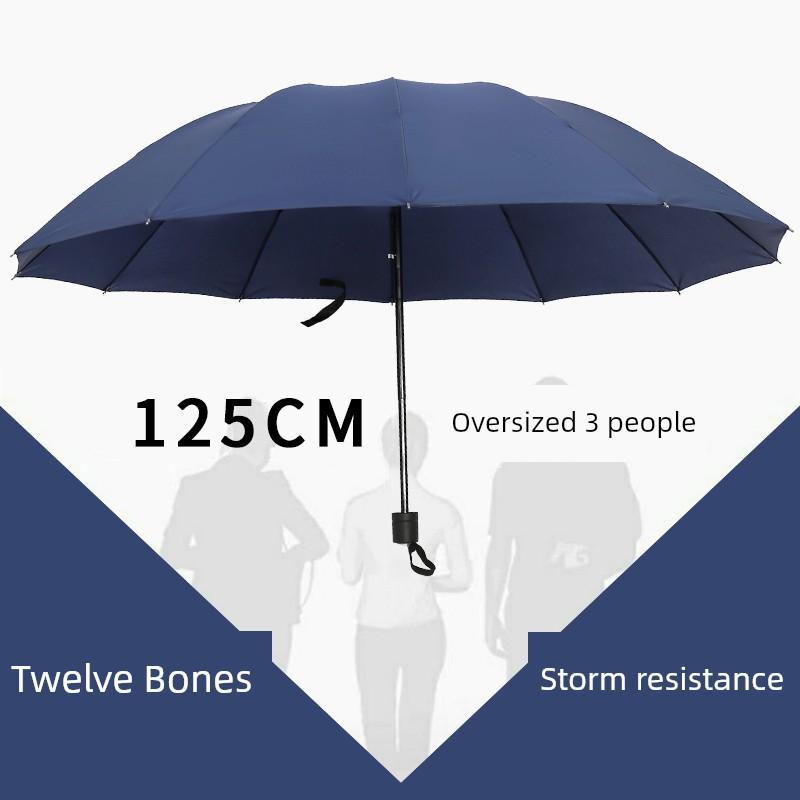Large Umbrella for Men, Reinforced and Thickened, Sturdy and Wind-Resistant, Dual-Purpose for Sun and Rain, Manual Folding, Black Coating for Sun