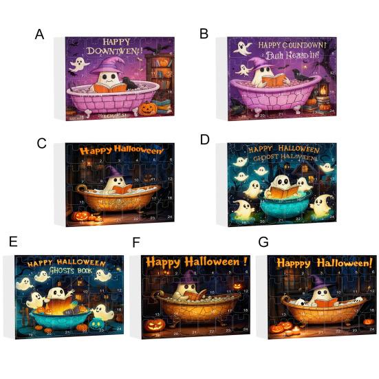 Halloween Advent Calendar 2D Acrylic Reading Ghost Hanging Ornament Set 24 Days Countdown Decoration for Holiday Home Decor