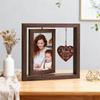 Wooden Rotating Picture Frame with Warm Heart Pendant,Double Sided Display 4x6 Photos, for Mother Birthday Mother's Day Gifts