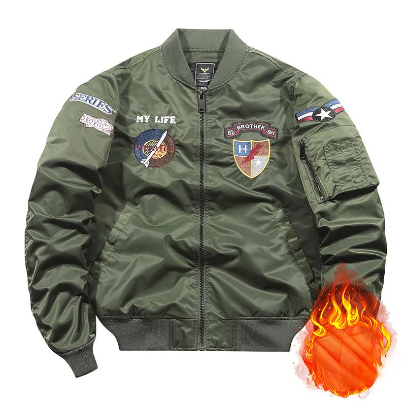 Autumn and Winter Coat Thin Aircraft Embroidered Bomber Jacket Men's Flight Jacket