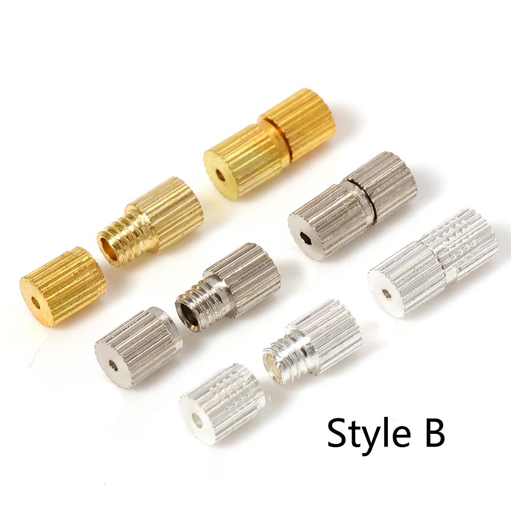 100pcs Cylinder Fasteners Buckles Closed Beading End Clasp Screw Clasps for DIY Bracelet Necklace Connectors Jewelry Making