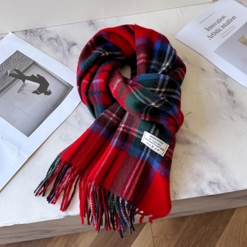 

Клетчатый шарф из 100% шерсти для женщин и мужчин - теплый, стильный подарок на зиму