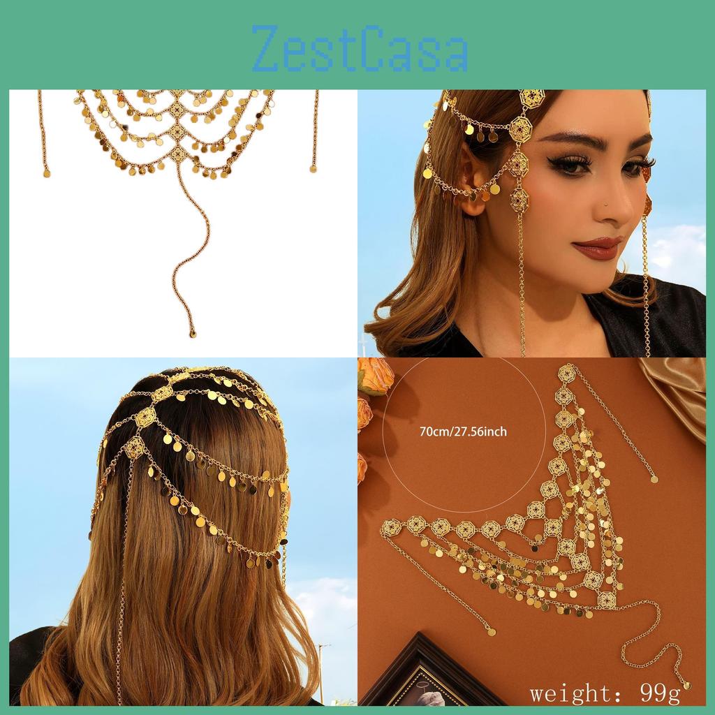 Middle Inspired Eastern Head Chain With Multilayer Circles For Occasion Women