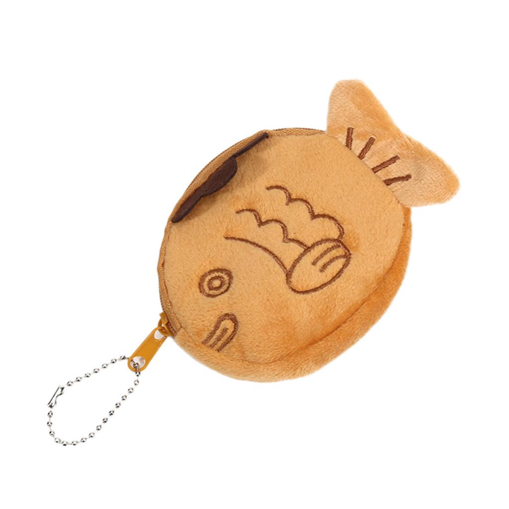 Niedliche Plüsch Schnapperfisch Geldbörse Damen Geld Karten Schlüssel Kopfhörer Münzfach für kleine Dinge Beutel Reißverschluss Clutch Tasche