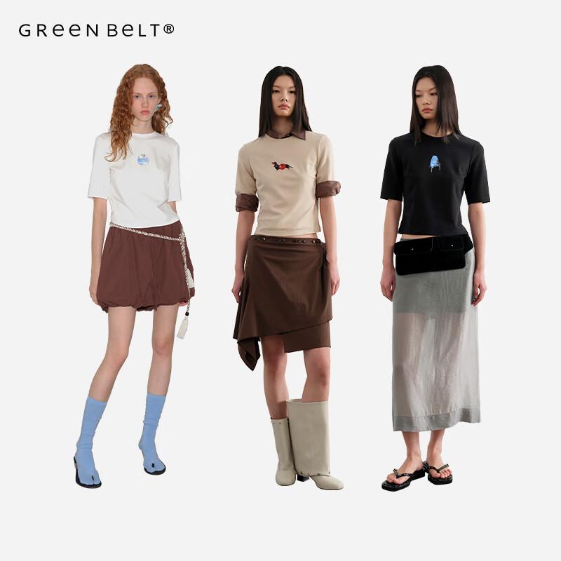 

GREEN BELT Women s Slim-Fit Printed Round Neck T-Shirt M