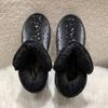 Fashion Ladies Shoes Elegant with Low Heels Fur Women's Snow Boots Black Leather Lamb on Promotion Fashion Furry 2024 Work No Slipery 39