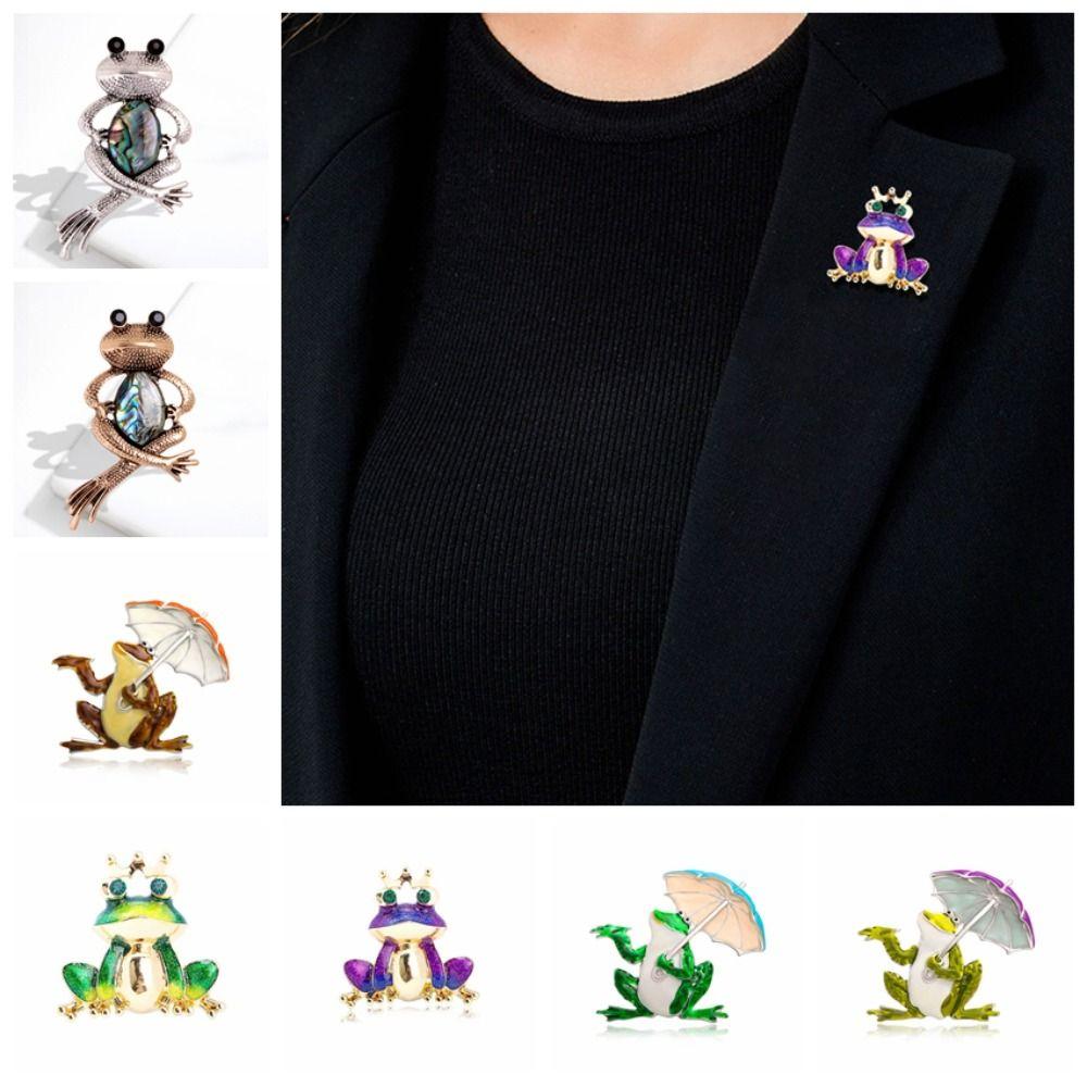 

Drop Oil Crown Frog Brooch Animal All-match Party silver-b