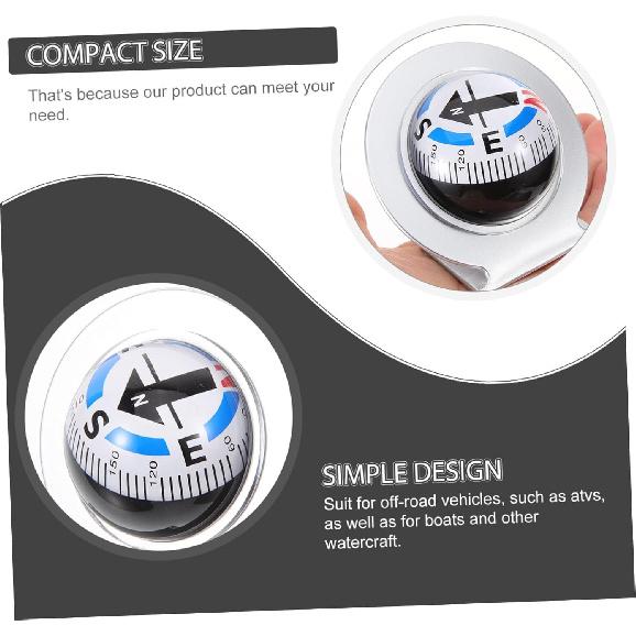 Milisten Car Compass Ball Dashboard Auto Compass for Vehicle Navigation and Marine Use Easy to Install and Adjustable for Road Trips and Outdoor