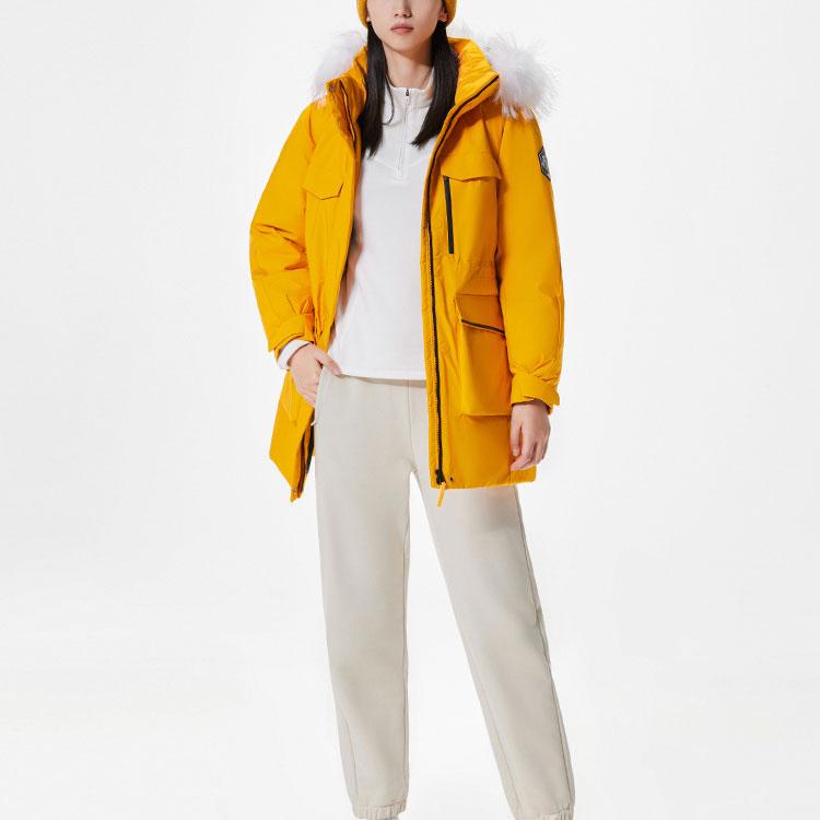 Anta Training Series Printed Zipper Hooded Water-Resistant Down Jacket Women Outerwear Morning-Orange 162417911-1