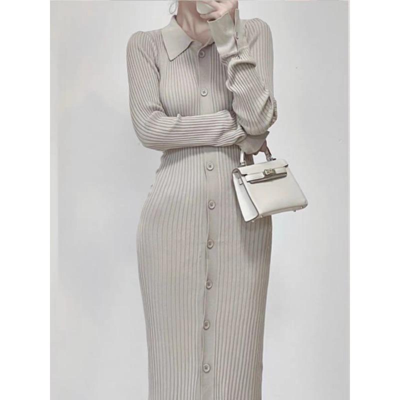 Long Sleeve Knitted Cardigan Dress Autumn and Winter Women's Clothing Temperament Celebrity High-end Muse Fan Premium Sense Super Good-looking Skirt