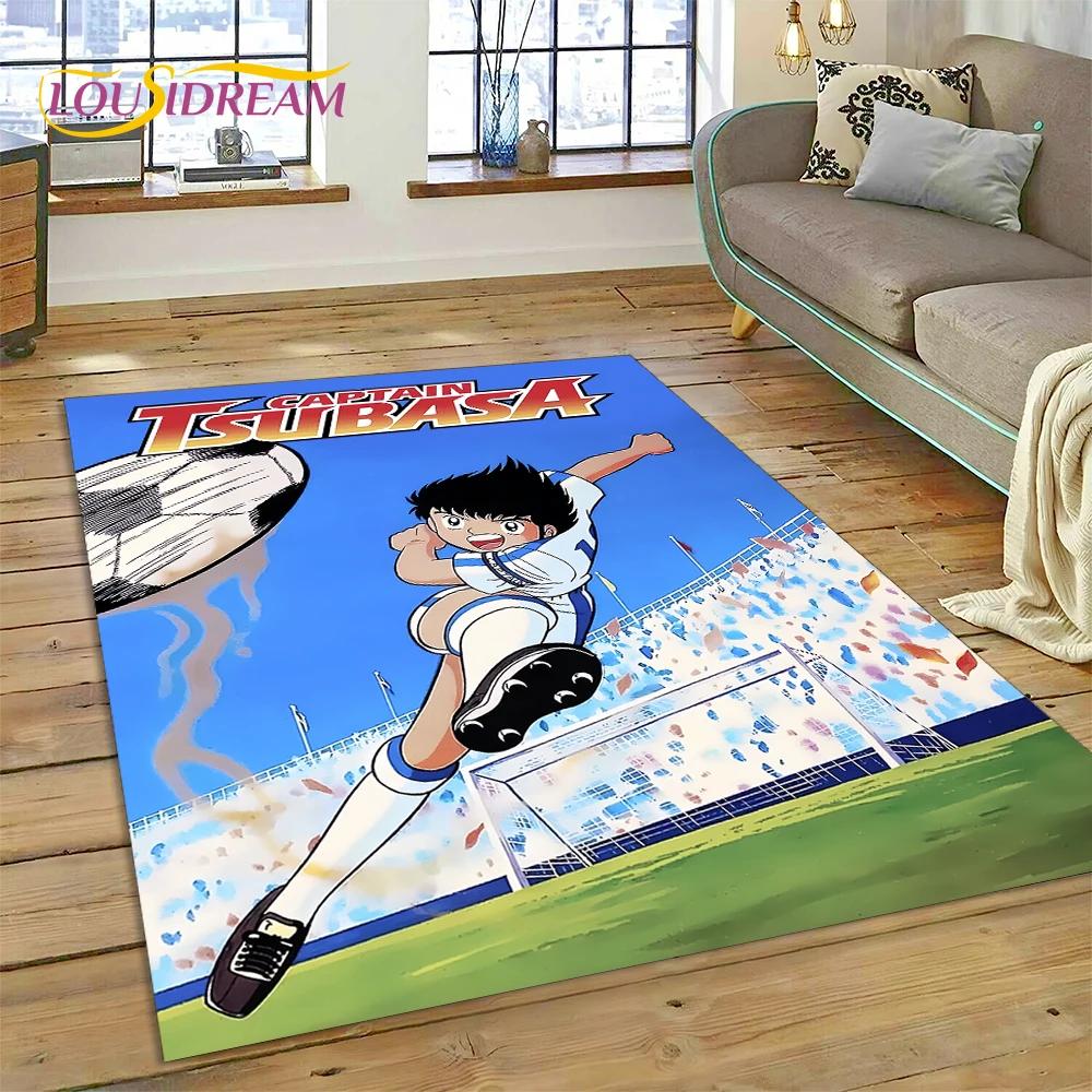 3D Cartoon Captain Tsubasa Fußballteppich für Schlafzimmer Wohnzimmer Heimsofa Dekoration, Kinderspiel Große Dekor Bodenmatte
