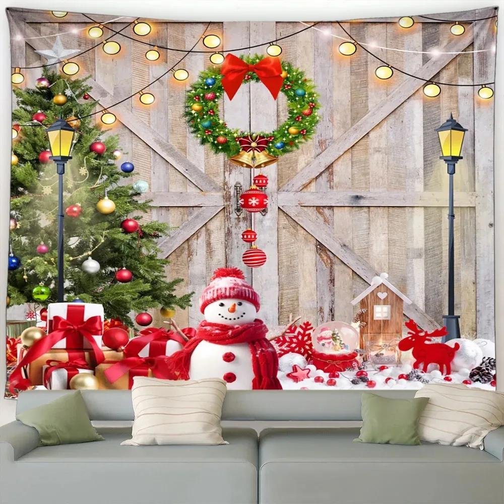 Christmas Tree Snowman Tapestry Bedroom Living Room Home Christmas Decoration Tapestry