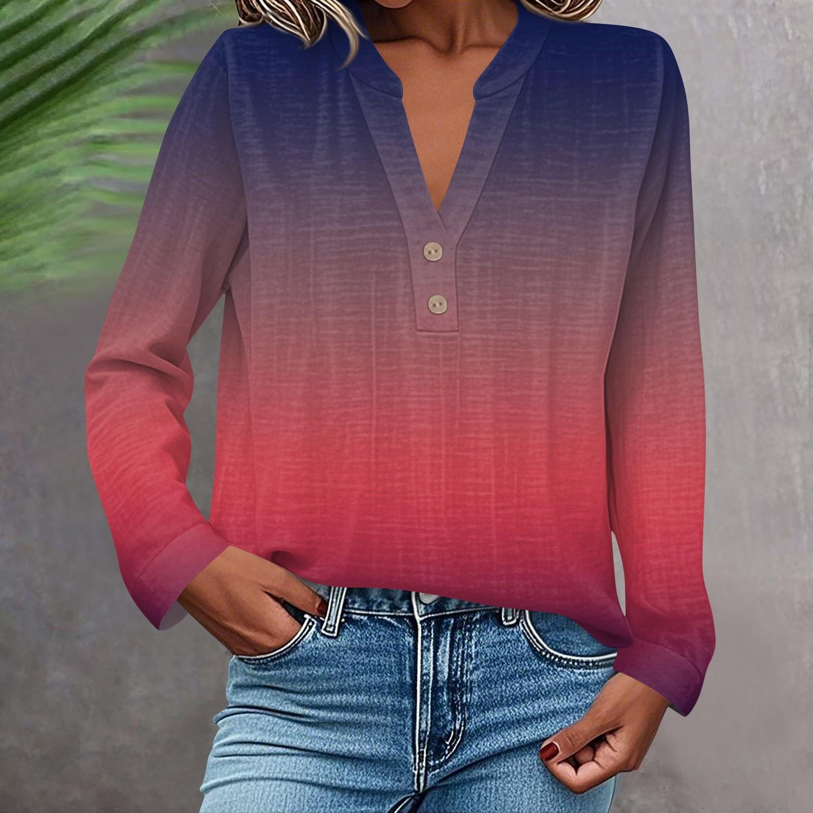 

Женская модная и повседневная рубашка с длинным рукавом, V-образным вырезом, на пуговицах, с принтом, блузка, топ XL