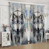 2PCS Bohemian Wolf Head Curtains with Rod Bag Design for Privacy Protection   Suitable for Various Decorative Scenarios