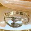 Serpent Bracelet with Full Diamonds Natural Stone Inlay Presenting Real details.Sweet Series, Multi Flower Bracelet Natural Stone