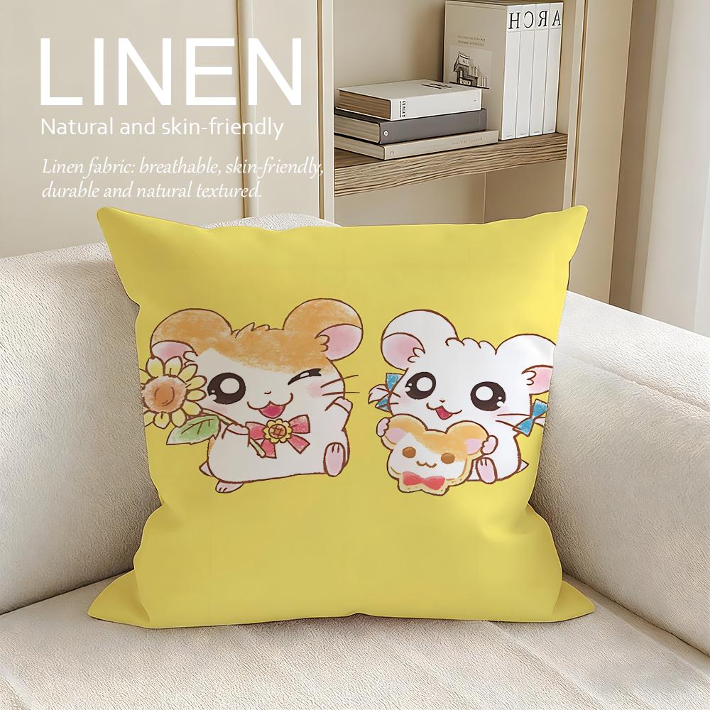 Cute Hamtaro Cushion Cover Pillowcase Set Pcs x x Breathable Washable Sofa Cushion Cover