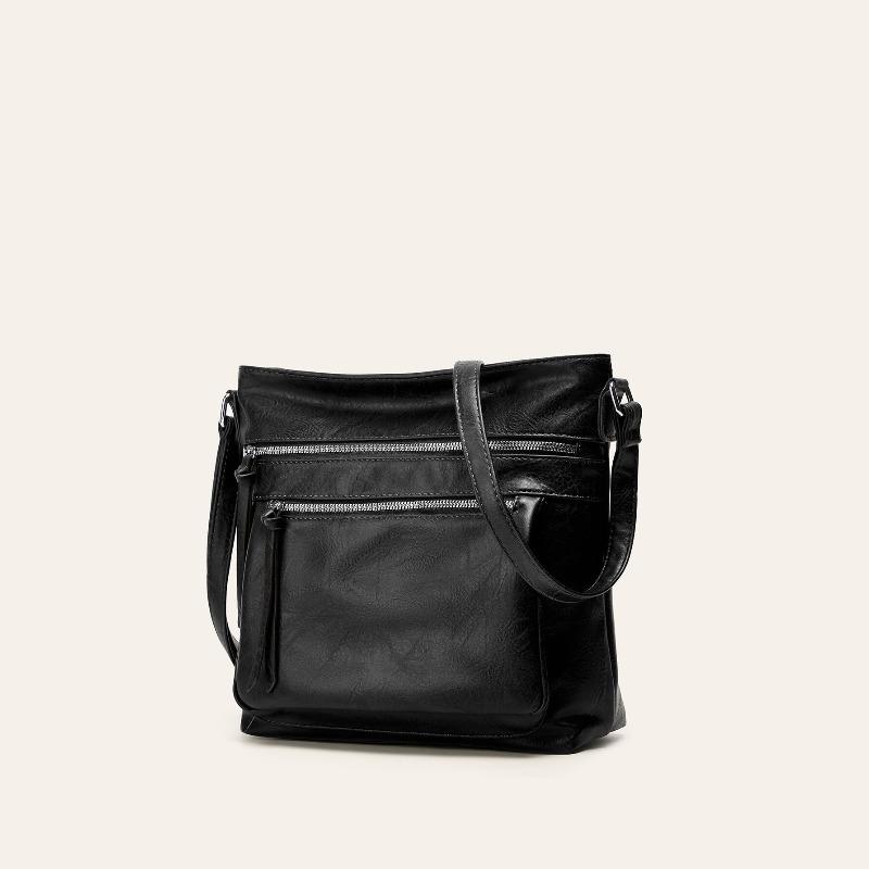Retro Double-zip Large Capacity Crossbody Bag for Women, Stylish and Simple Design
