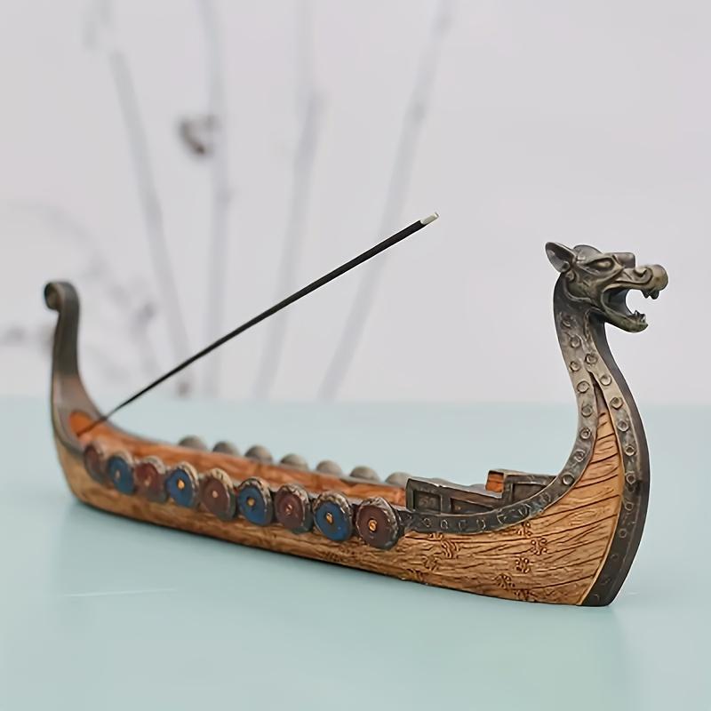 Vintage Dragon Incense Holder Statue Ornament Hand-Carved Dragon Boat Incense Stick Holder Statue Orchid Pavilion Decoration