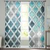 Retro Abstract Paint Mottled Moroccan Blue-Green Window Tulle Curtains for Living Room Hotel Luxury Decoration Sheer Curtains