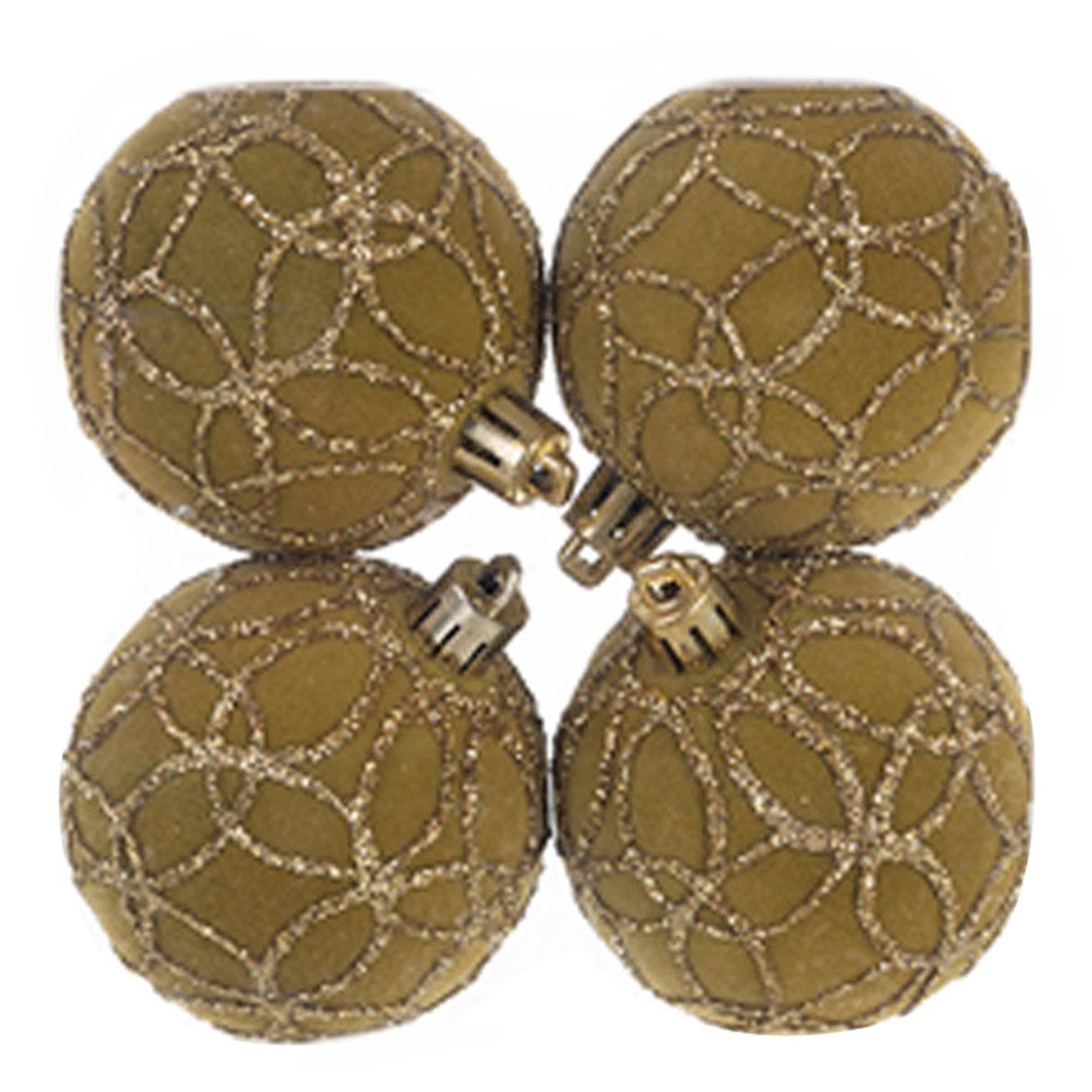 

4Pcs 6cm Electroplated Flocking Christmas Ball Reusable Xmas Tree Hanging Ornament B