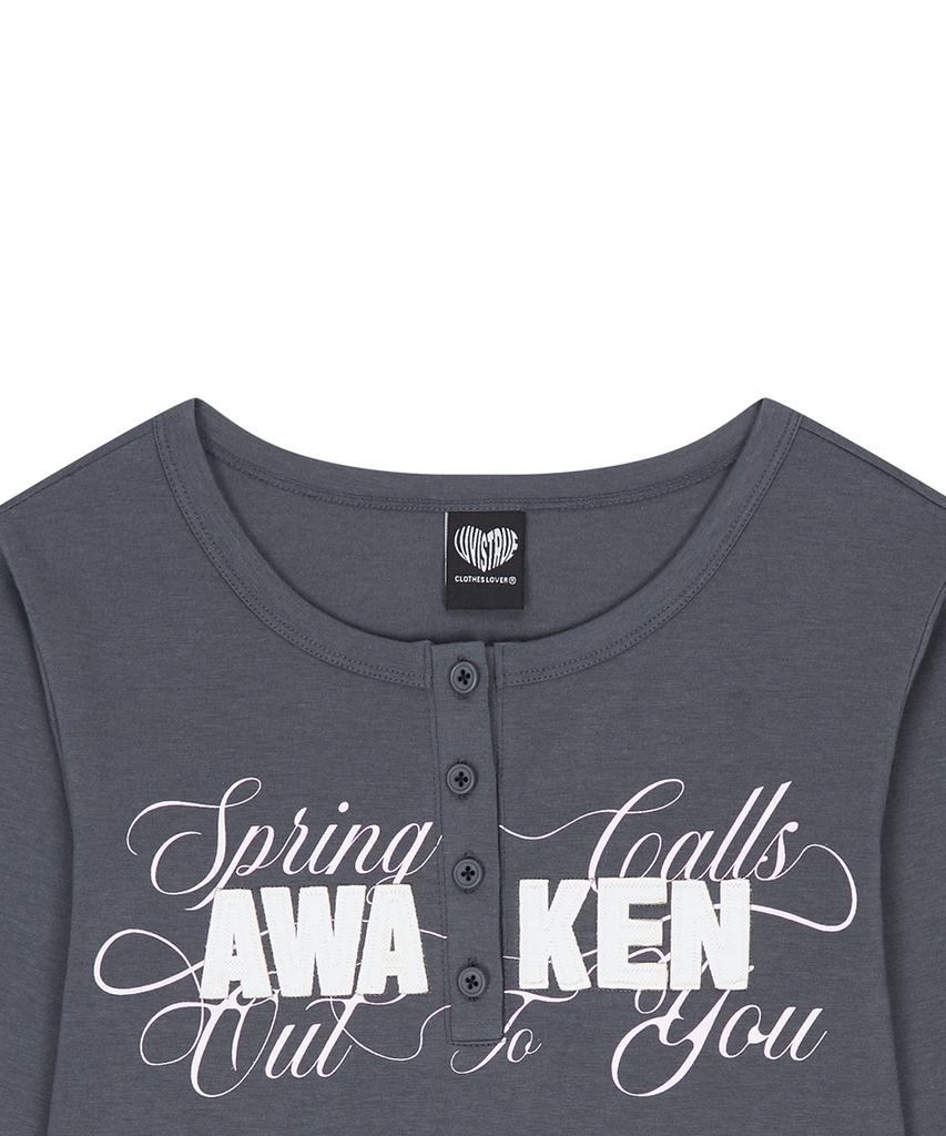 LUVISTRUE El Henley Neck Sleeve Tee(Charcoal)
