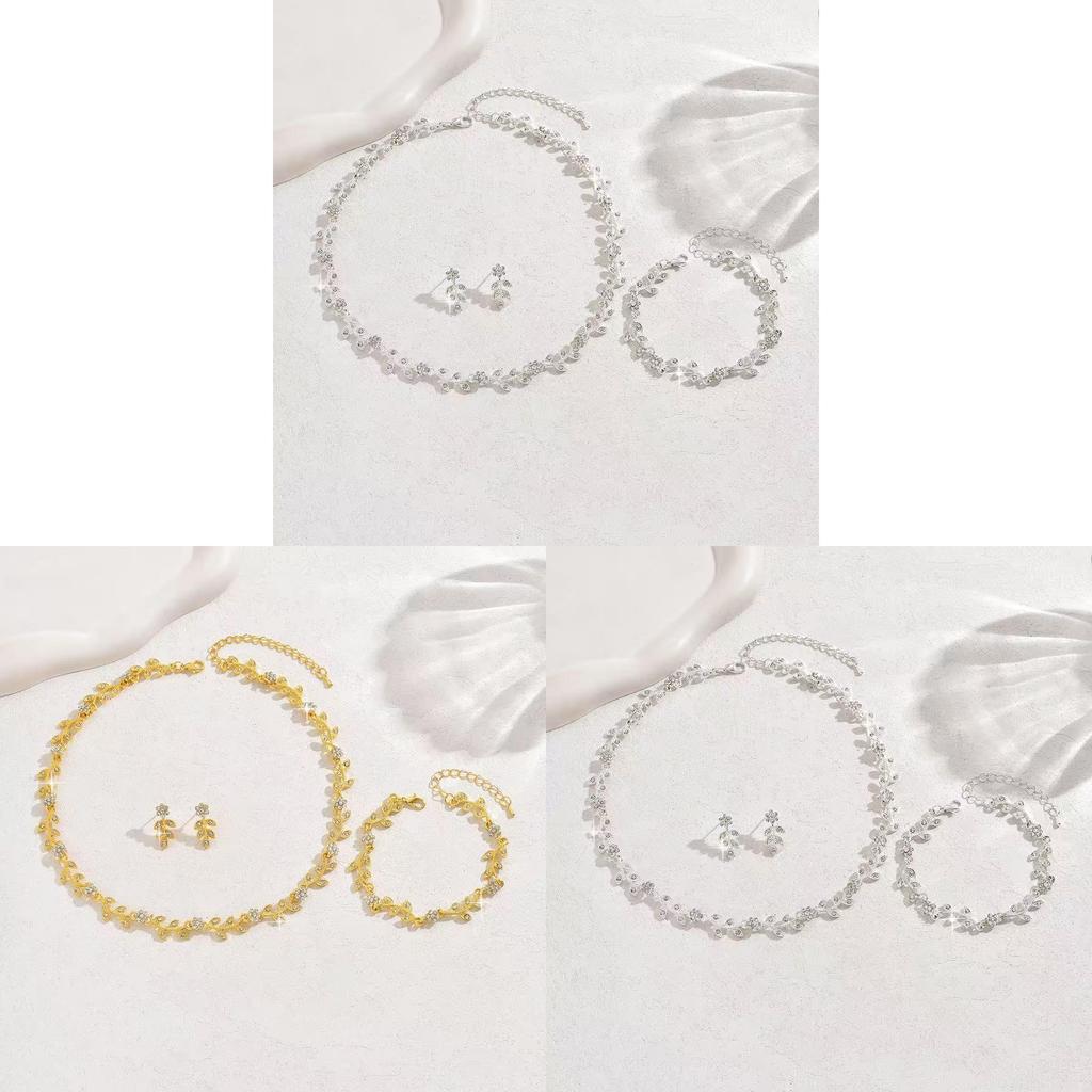 Minimalist Flower Necklace And Earring Set For Women With Water Drip Pendants Summer