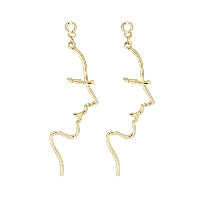 Individual Cold Wind Abstract Face Line Earrings, Light Luxury And Exquisite Design