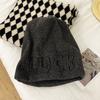 Letter Pile of Hats for Women In Autumn and Winter Big Head Circumference Korean Street Bombing Cold Hat Trendy Loose Ear Protection Hat Men