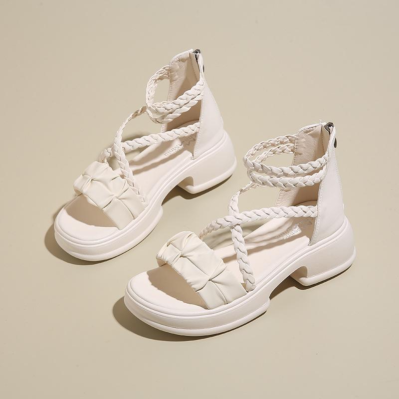 

Fairy wind platform sandals female outer wear summer new 2025 Internet celebrity soft sole word with beach non-slip sandals 35 бежевый