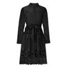 Women's Long Sleeve V Neck Hollow Out Eyelet Lace A Line Dresses