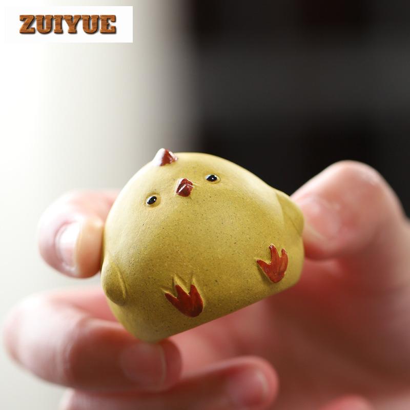 Yixing Zisha Cute and Cartoon Chicken Tea Pet Boutique Flowerpot Landscaping Tea Figurine Play Toys Tea Statue Ornaments Gift