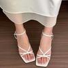 Square Head Ankle Strap Sandals Women Fashion High Heel Gladiator Narrow Band Party Dress Pump Shoes Zapatos De Mujer