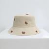 Hat female embroidery cartoon bear bucket hat versatile sunscreen sun hat student face cover spring and autumn basin hat tide