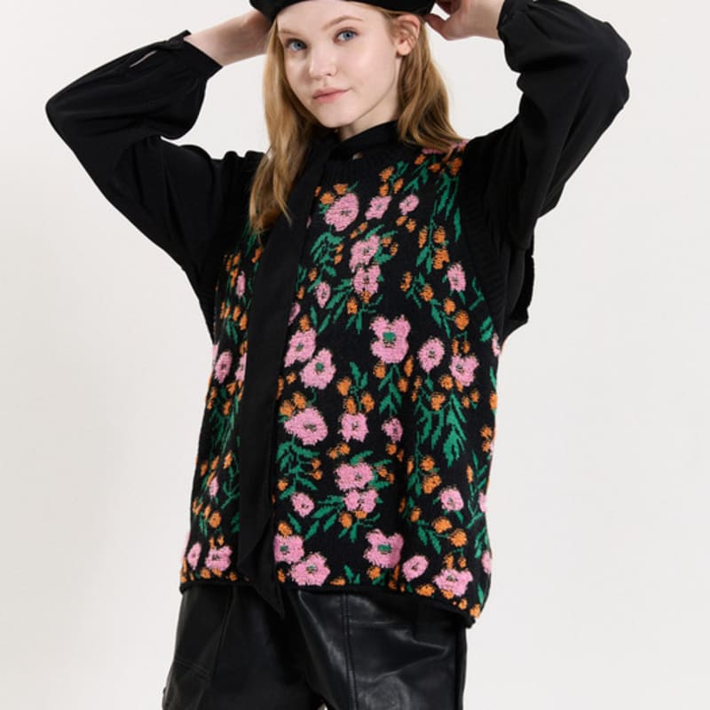 PINK PINEAPPLE WOOL BERET_BLACK