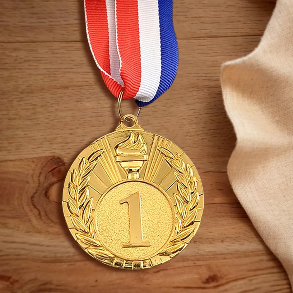 5 cm Gold-/Silber-/Bronzemedaille, Sportbelohnungen mit Halsband, Studentenbelohnungen, Metallmedaillen für Gewinner von Marathon-Ballspielen