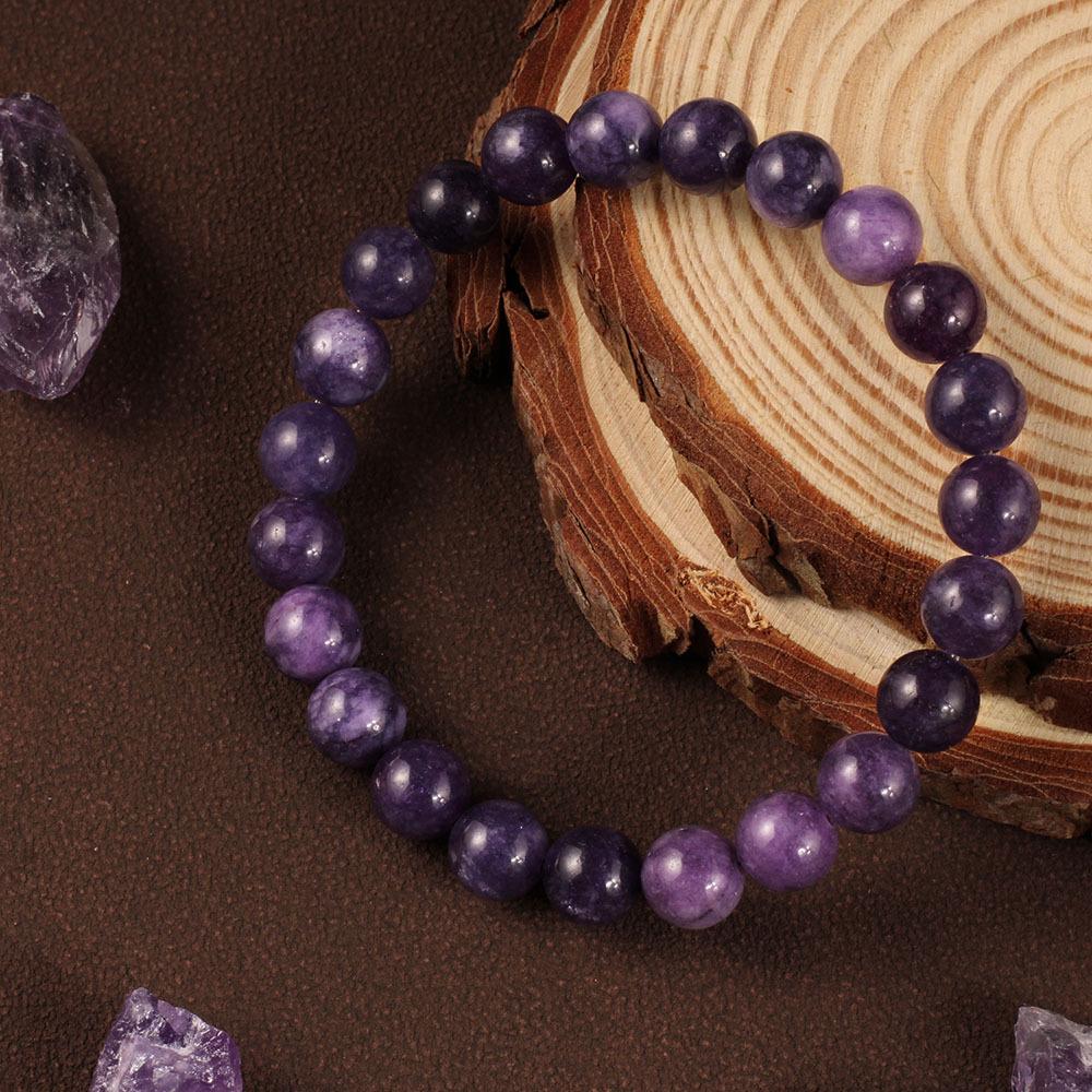 Festive Gifts Purple Lepidolite Beaded Bracelet Calming Fashion Jewelry For Men And Women Daily Wear Simple Versatile Accessory