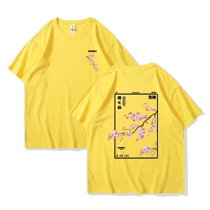 2026 Summer New Pattern Tshirt Animestyle Cherry Blossom Print ShortSleeved Comfortable Casual Tshirt