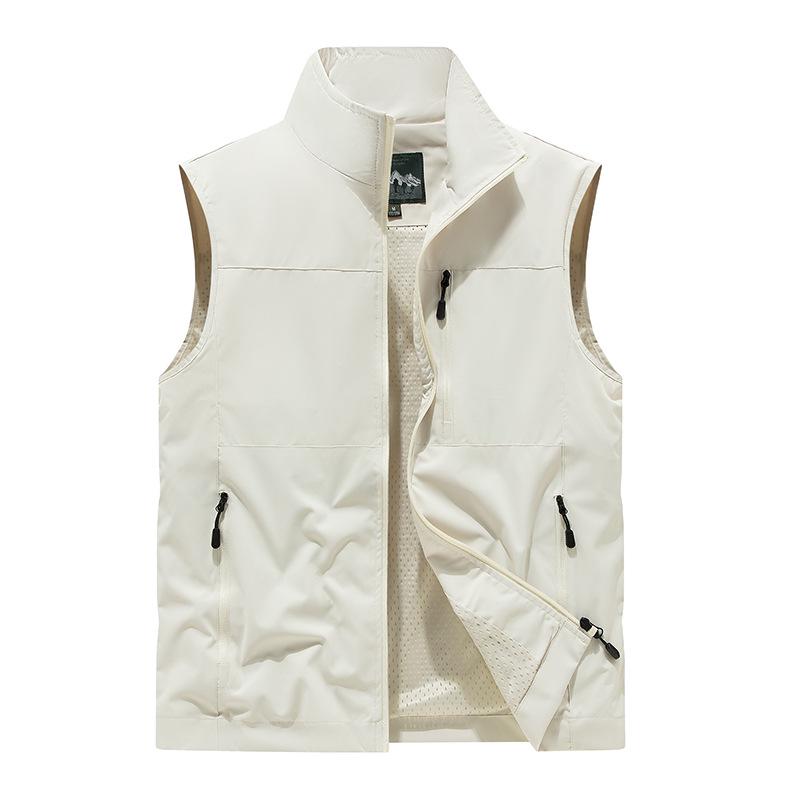 Men's Spring Breathable Outdoor Fishing Vest with Stand Collar and Logo