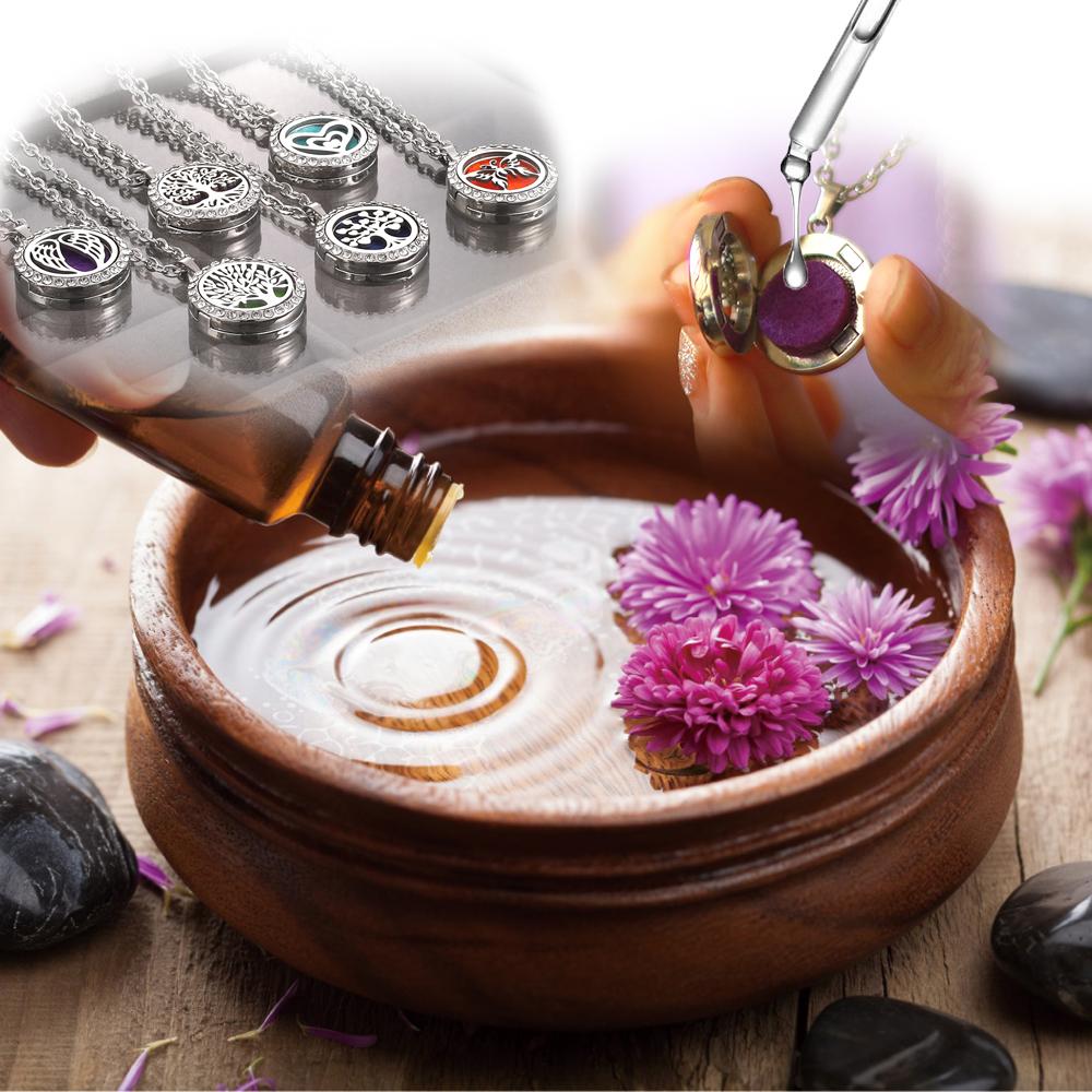 New Stainless Steel Alloy Fashion Aromatherapy Necklace Essential Oil Diffuser Perfume Locket Pendant Women Jewelry Gift