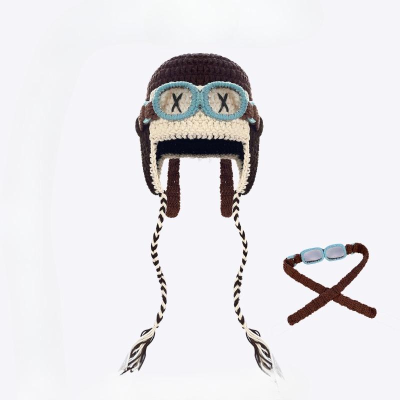 

Retro Aviator Hat for Outdoor Cycling in Autumn and Winter, A Warm Knitted Ear Protector Hat, Lei Feng Hat, Versatile Woolen Hat, Cold Hat кавовий